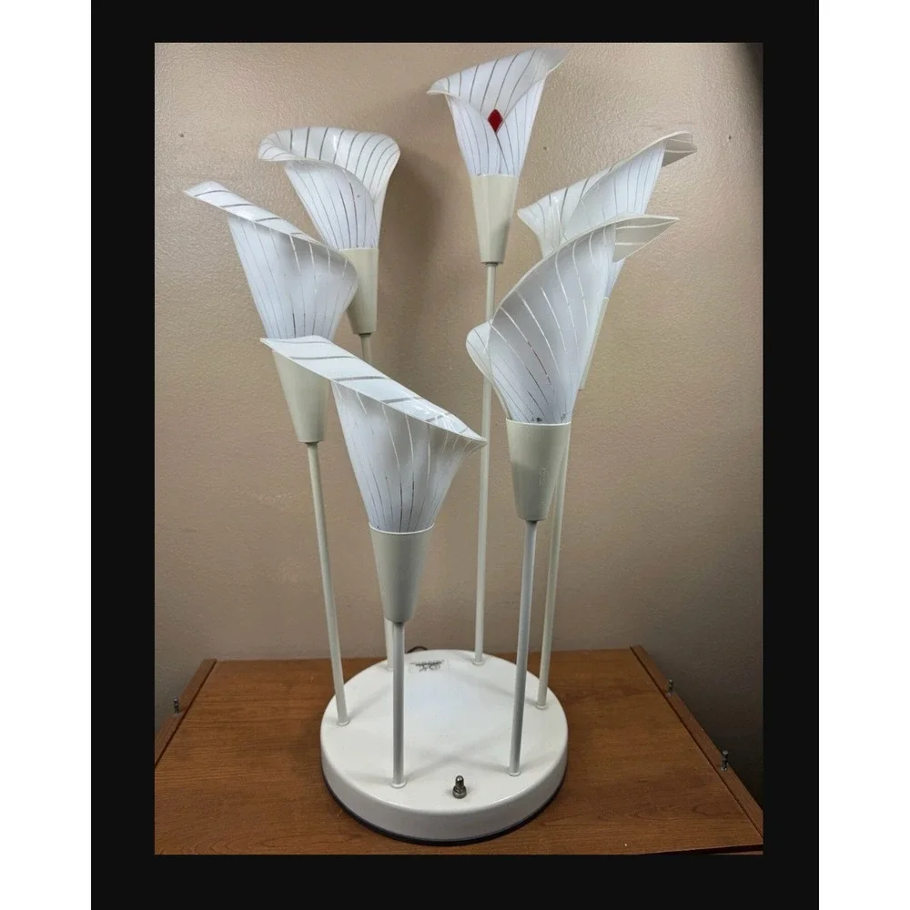 REPLACEMENT SHADE - Vintage Calla Lily Six‎ Shade Table Lamp White #2